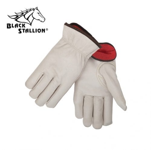 Black Stallion Fleece Insulated Cowhide Winter Drivers Glove