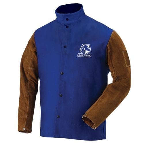 Black Stallion FR Cotton & Cowhide Hybrid Welding Jacket, Royal Blue