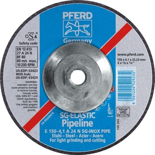Pferd 6" X 1/8" Notching Wheel 5/8-11 Thd 24 Grit - Type 27