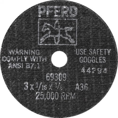 Pferd 3" X 1/16" Die Grinder Wheel 3/8"Ah 36 Grit - Type 1